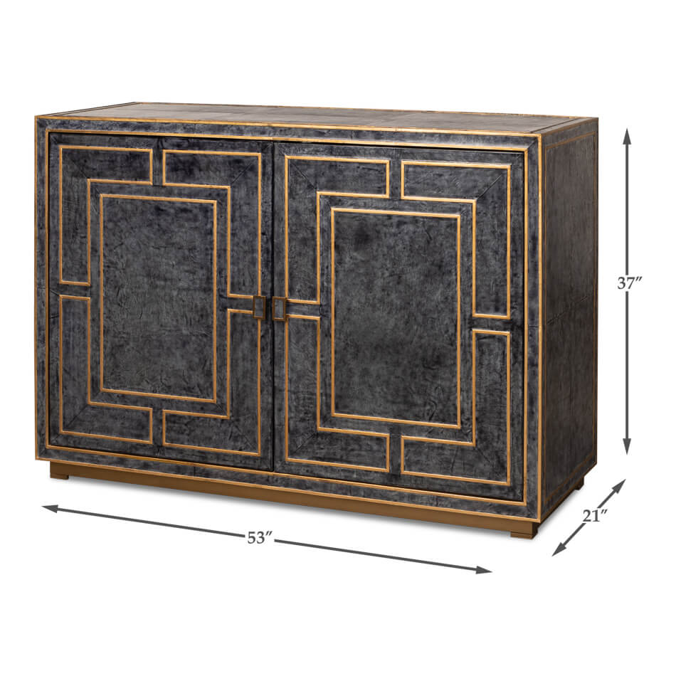 Modern cabinet with dimensions specified, front angle view.