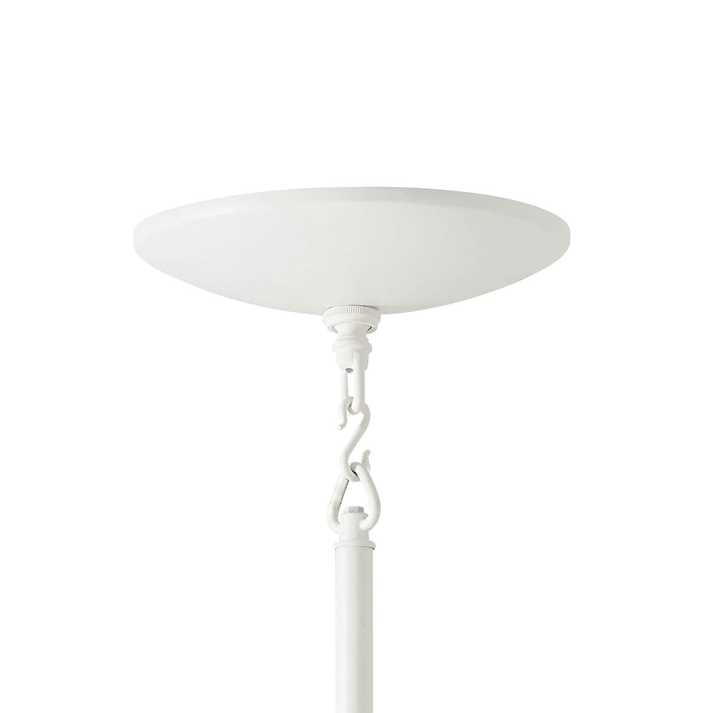 Modern Bowl Chandelier, close-up of ceiling mount and chain.