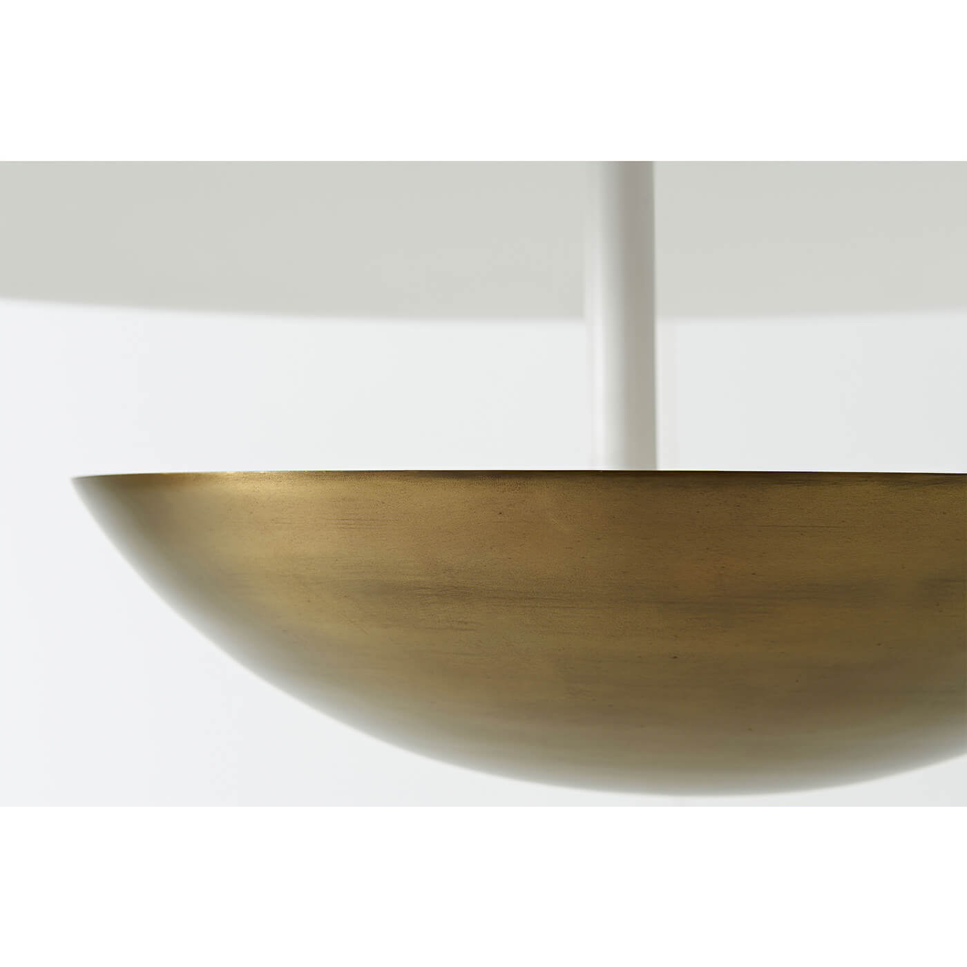 Modern Bowl Chandelier, close-up of brass bowl detail.