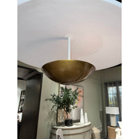 Modern Bowl Chandelier, underside view showing brass detail.