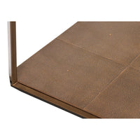 Close-up of coffee table textured wooden shelf.