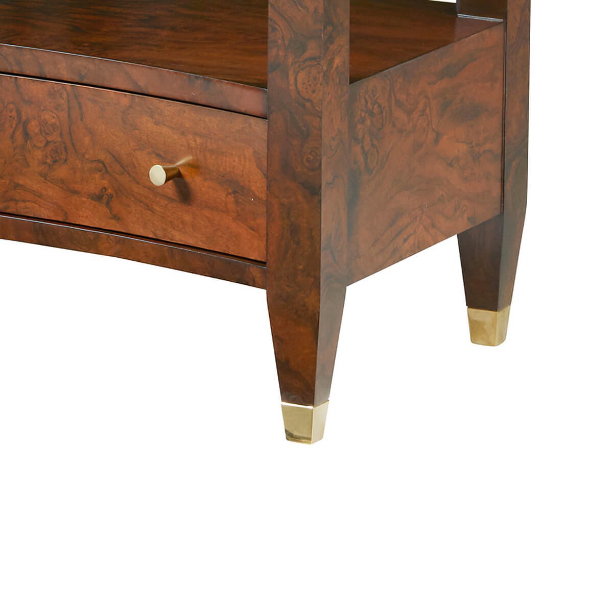 Nightstand bottom drawer and leg detail, modern style.