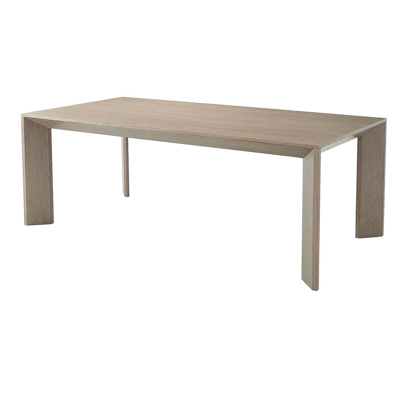 Modern cerused oak dining table, angled view.