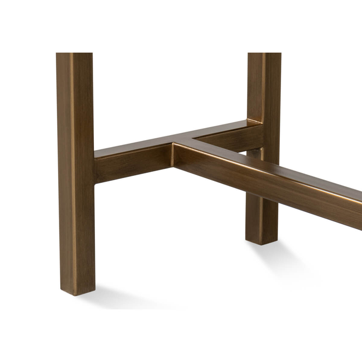 Base detail, metal legs, console table.
