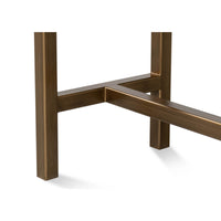 Base detail, metal legs, console table.