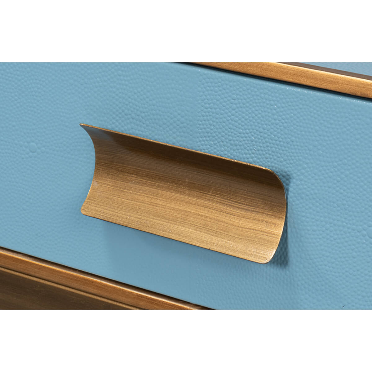 Close-up of console table drawer handle.