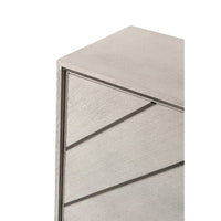 Modern chevron cabinet close-up corner detail.