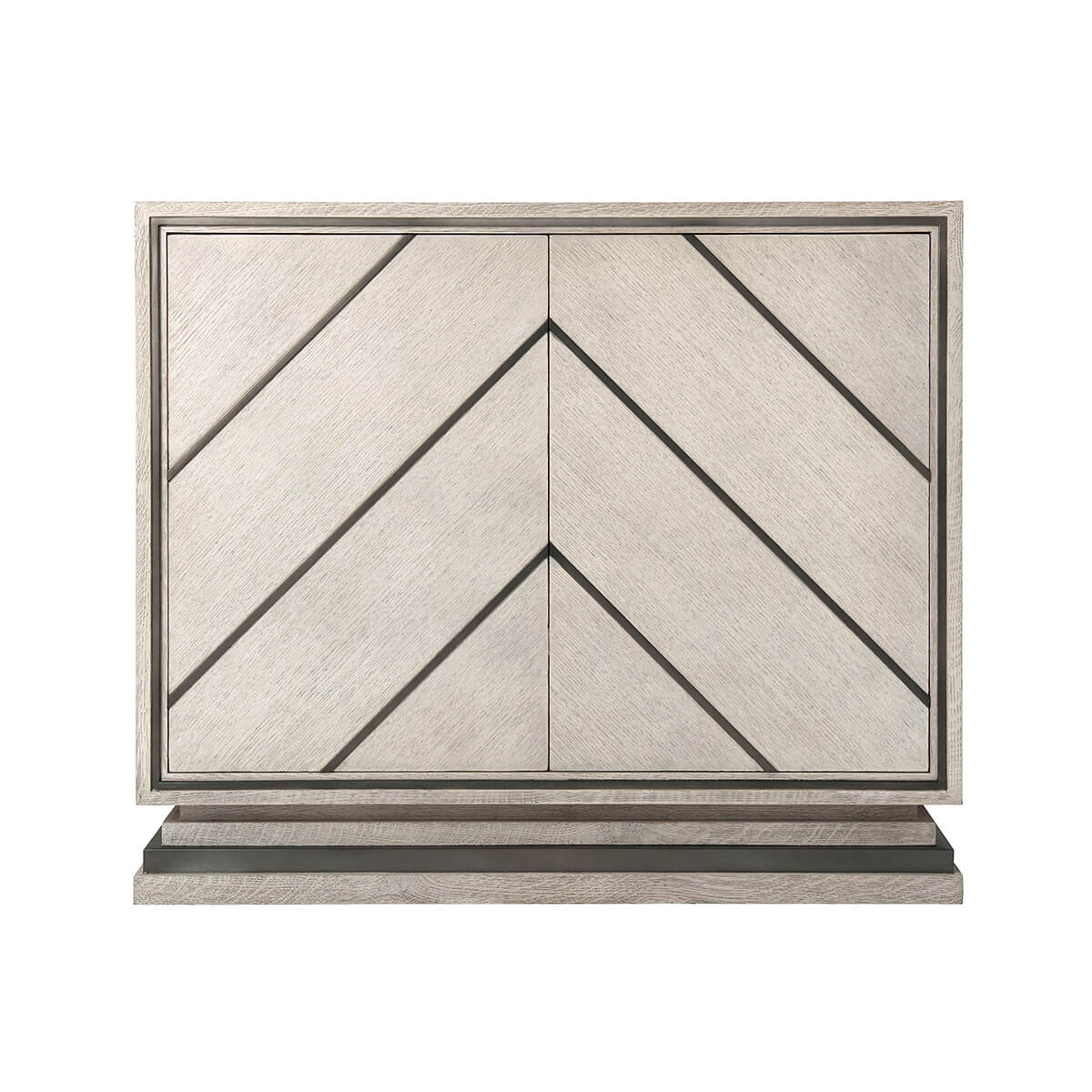 Modern chevron cabinet front straight view.
