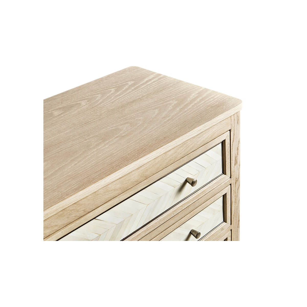 Close-up of dresser top and drawer details.