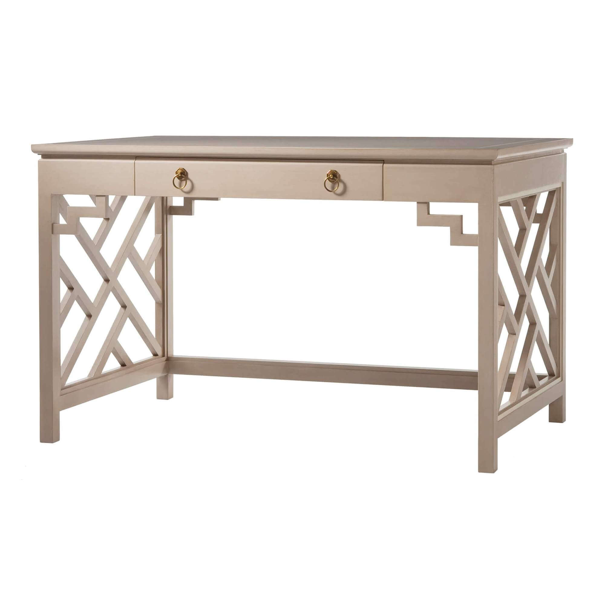 Elegant Modern Chippendale desk with decorative side panels.