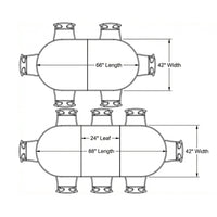 Diagram showing Modern Classical dining table dimensions and layout.