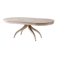 Modern Classical dining table with curved legs, angled view.