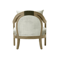 Back view of modern coastal armchair.
