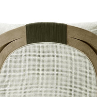 Rear frame detail of modern coastal armchair.