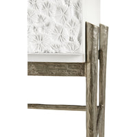 Textured cabinet detail with metal frame close-up.