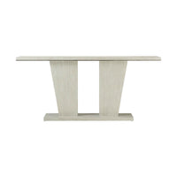 Front view of modern coastal console table, minimalist design.
