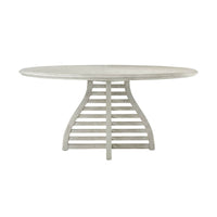 Side view of modern round dining table.