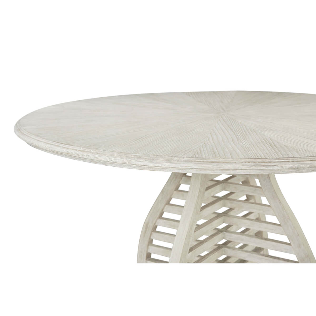 Detailed top and base of round dining table.