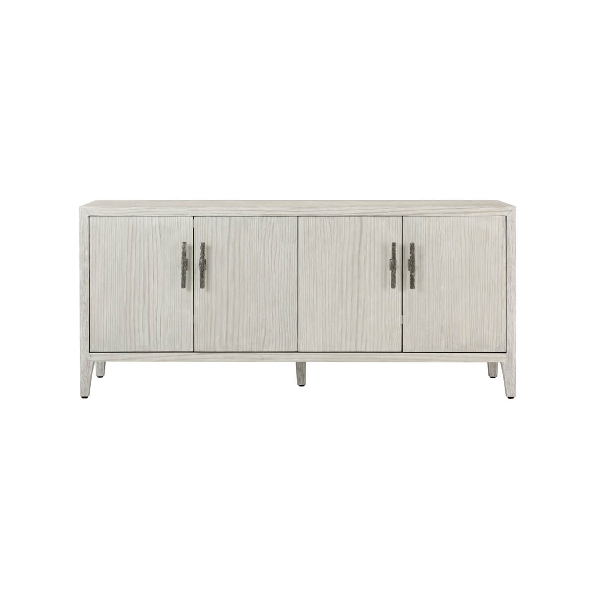 Modern coastal entertainment cabinet front view.