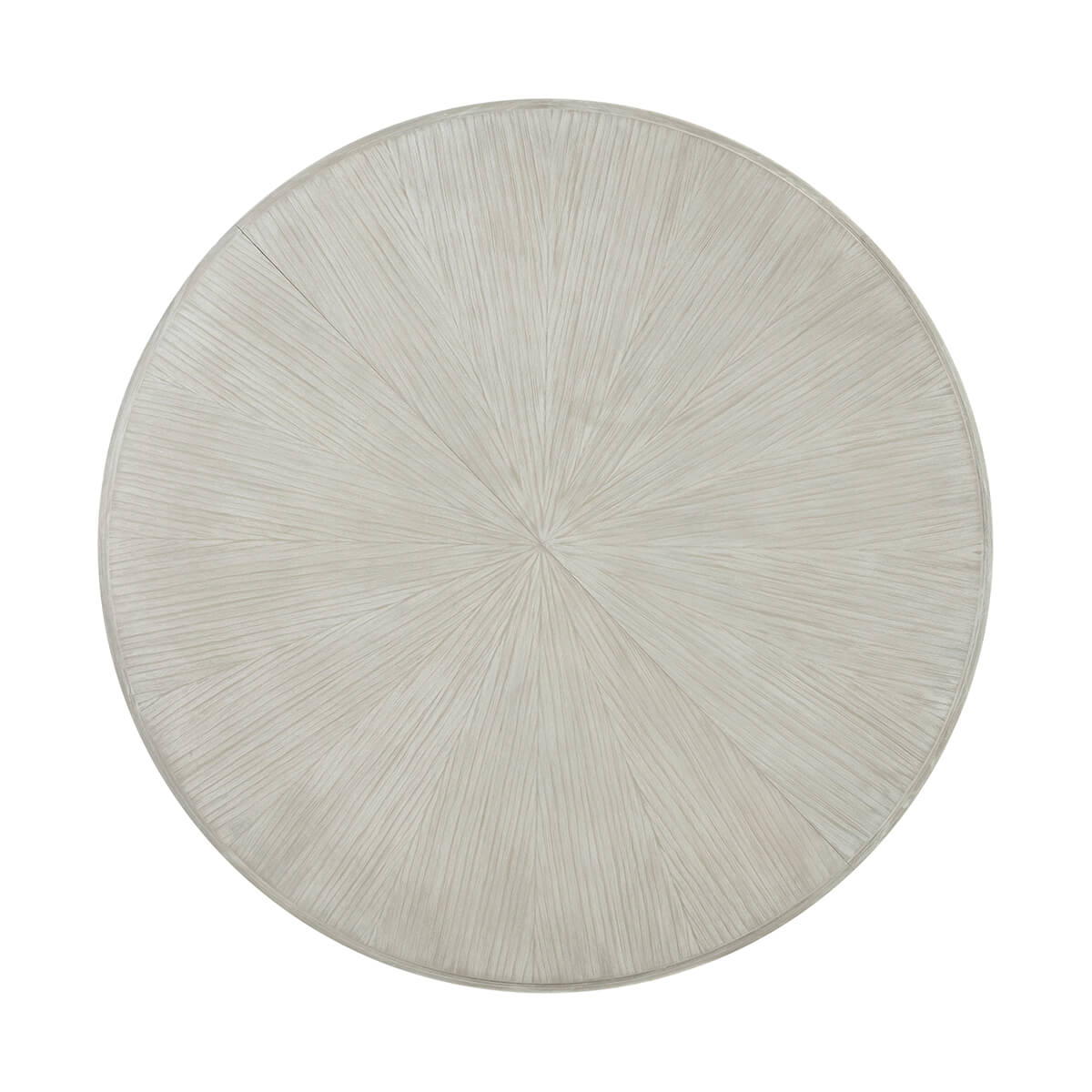 Top view of round dining table, textured surface.