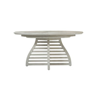Dining table with extending feature, side view.