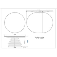 Dimensioned drawing of round extending dining table.