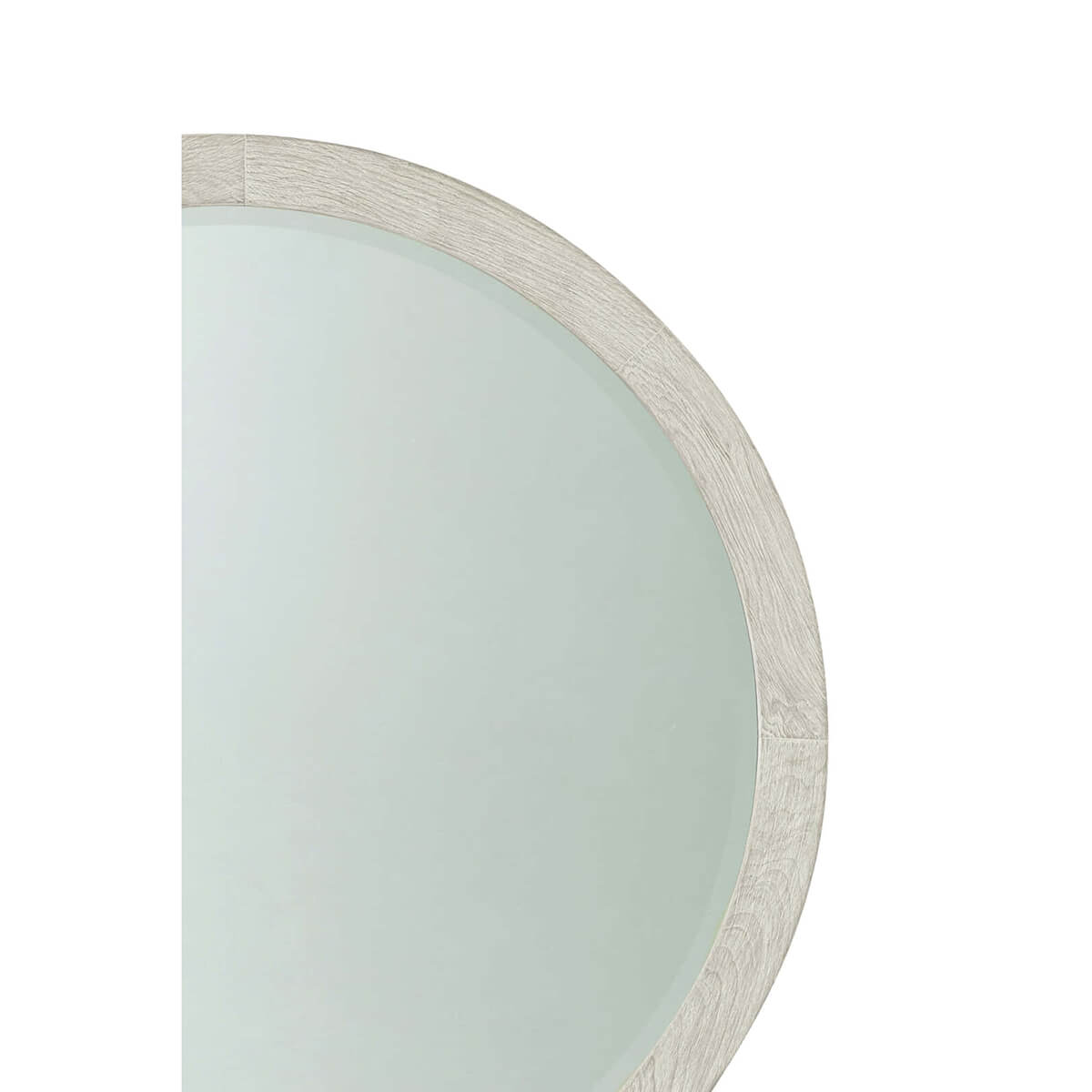 Side view of round mirror and frame.