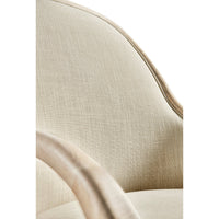 Detailed shot of chair's smooth upholstery fabric.