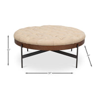 Cocktail ottoman dimensions shown with height and width.