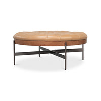 Side view of ottoman emphasizing geometric base.