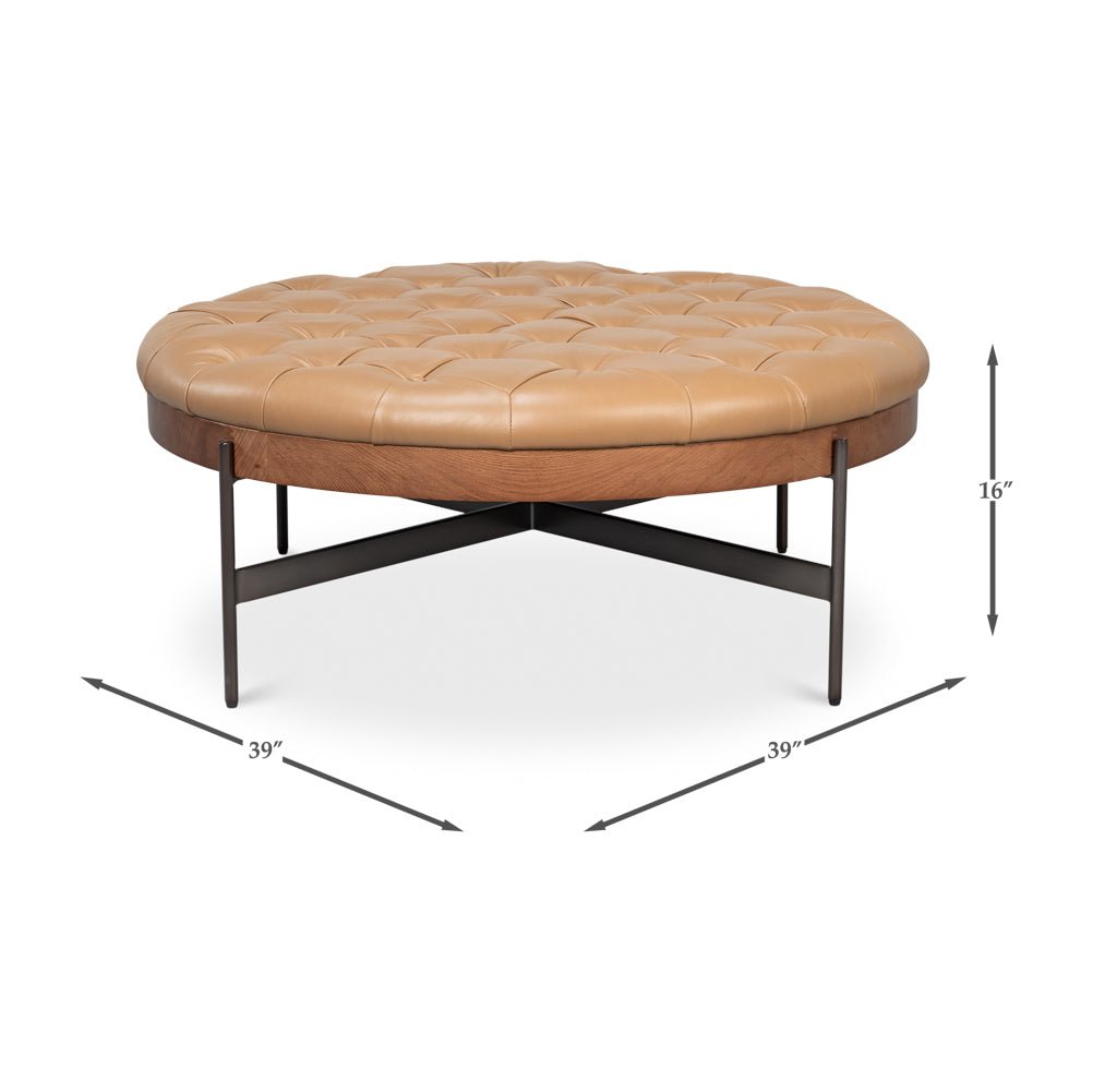 Ottoman dimensions: 39" round, 16" high.