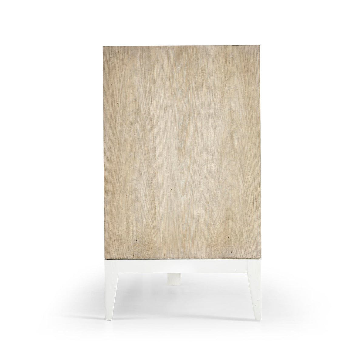Plain wooden back view of modern sideboard.