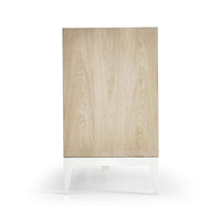 Plain wooden back view of modern sideboard.