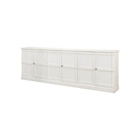 Long view of white painted sideboard, front perspective.