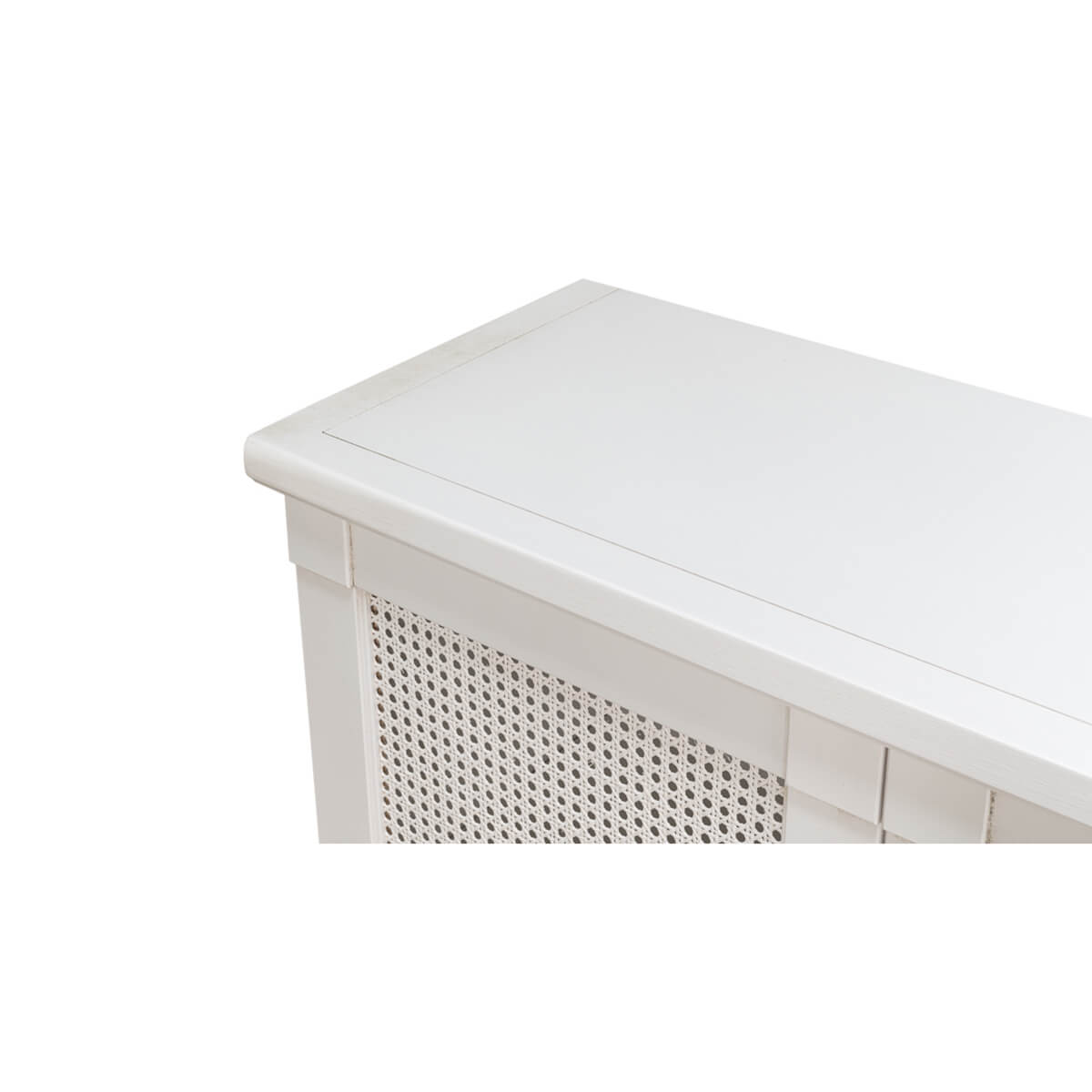 Close-up top surface, white sideboard.