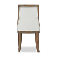 Modern dining chair, back view emphasizing upholstery.