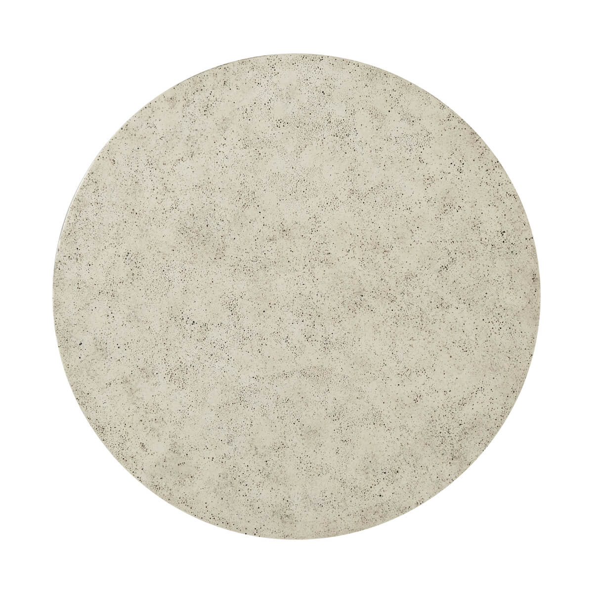 Top view of round stone surface on end table.