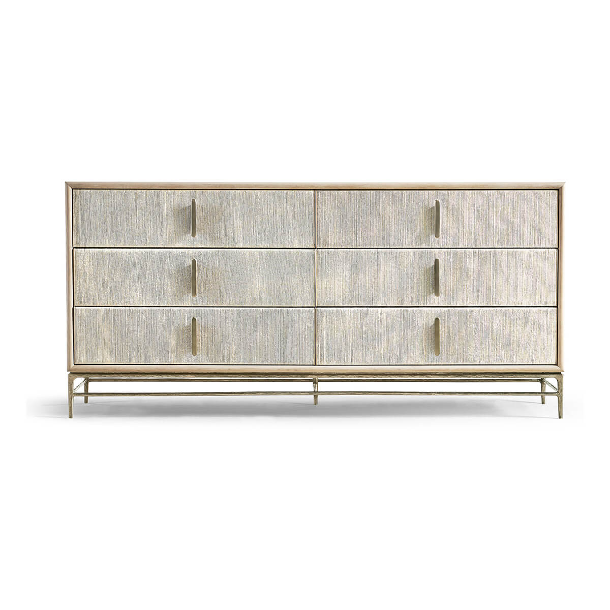 Front view of Modern Danish dresser, six drawers.