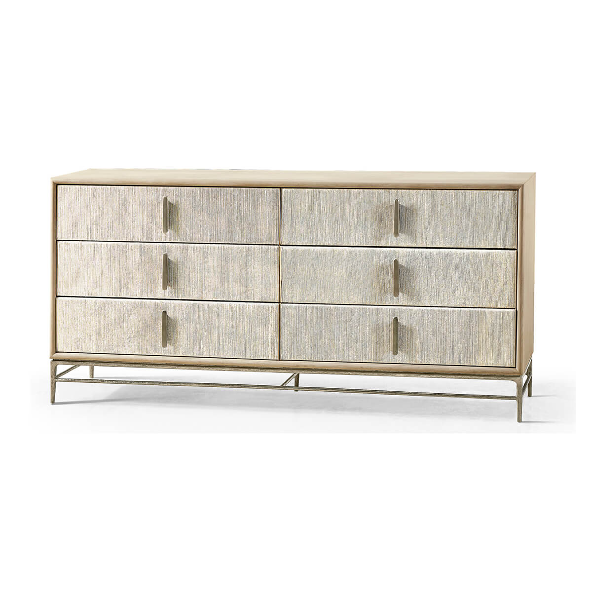 Modern Danish dresser front view with metal base.