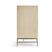 Side view of Modern Danish dresser, wooden finish.