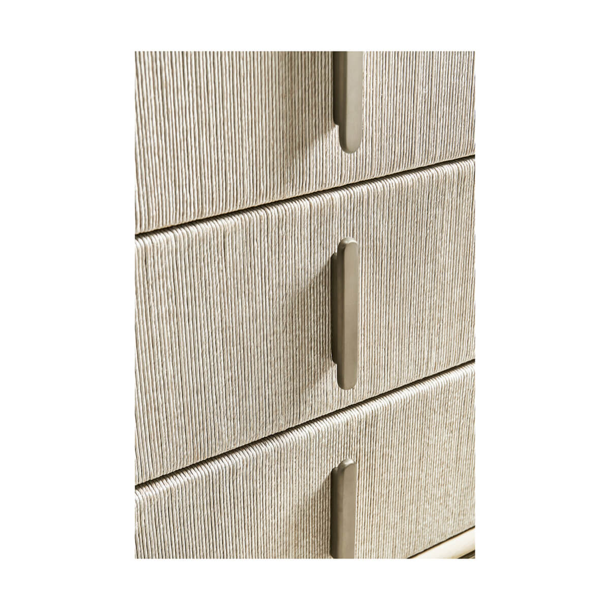 Close-up of Modern Danish dresser drawer handles.