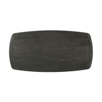 Top view of dark oak desk surface.