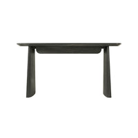 Back view of modern dark oak desk.