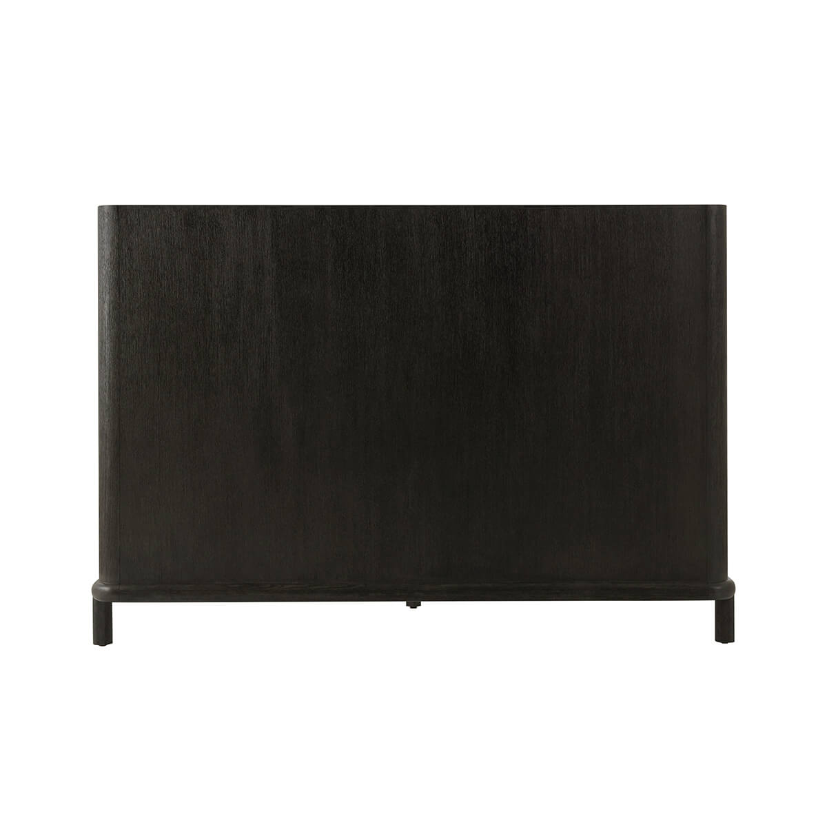 Back view of modern dark oak luxury bed frame.