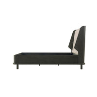 Side view of modern dark oak luxury bed frame.
