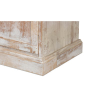 Base of hutch showing distressed wood details.