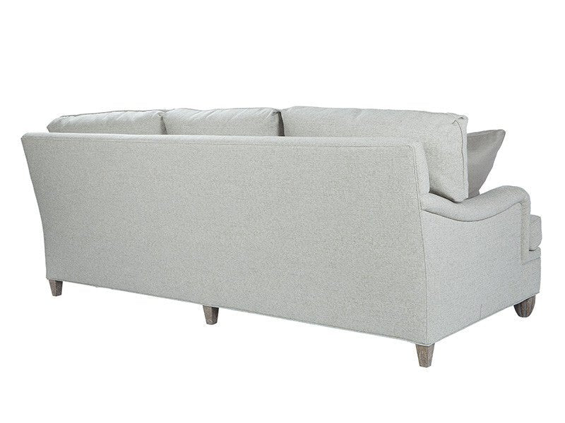 Modern English arm sofa rear view without pillows