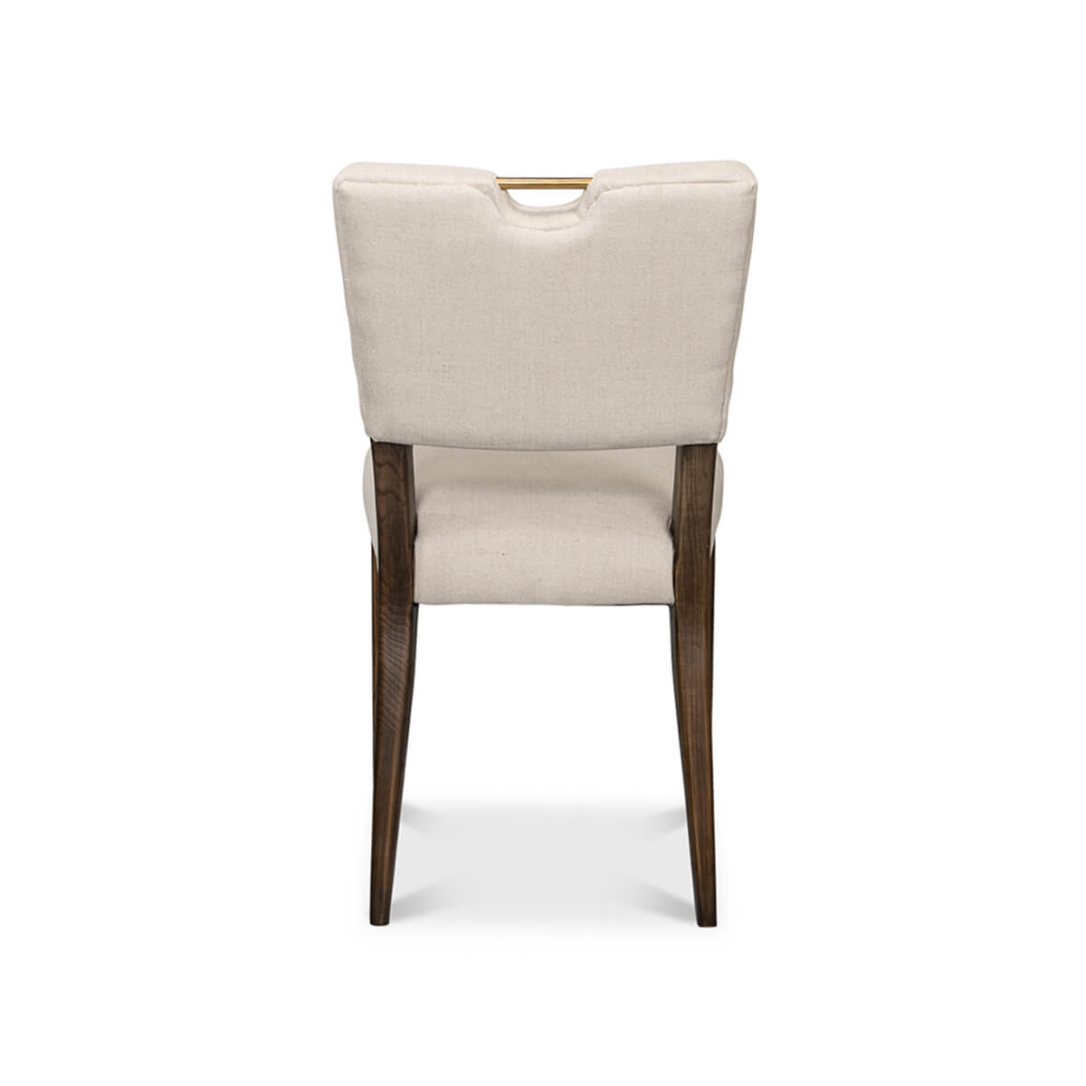 Rear view of modern English dining chair.