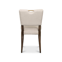 Rear view of modern English dining chair.