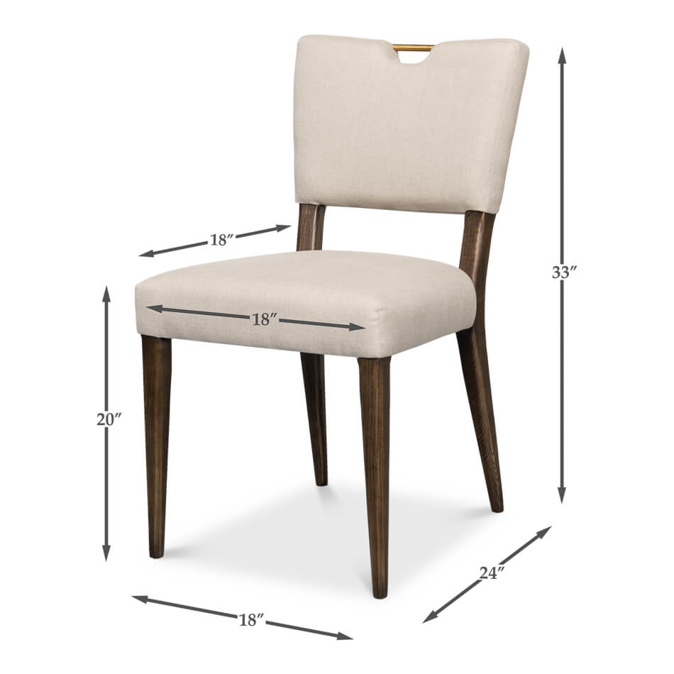 Modern dining chair dimensions displayed on image.